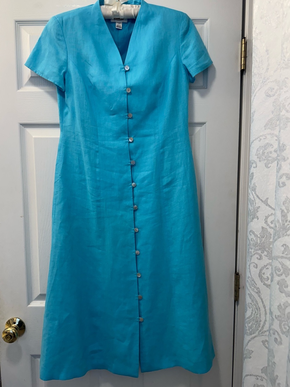 Talbots Vintage Vibrant Turquoise Button-Front Dress